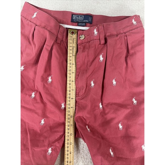 Vintage Polo Ralph Lauren Men Sz 30 Embroidered Logo Bermuda Pleated Tyler Short - Picture 6 of 9